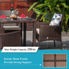 Wicker Outdoor Chairs and Glass Table for Balcony, PE Rattan Dining Table Set