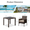 Wicker Outdoor Chairs and Glass Table for Balcony, PE Rattan Dining Table Set