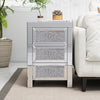 Mirrored Night Stand Bedside Tables Drawer Crystal Diamond Bedside Table Bedroom Furniture with 3-Drawers-Bedside Storage Cabinet Silvery