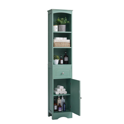 Tall Bathroom Freestanding Storage Cabinet with Drawer Adjustable Shelf - RaDEWAY