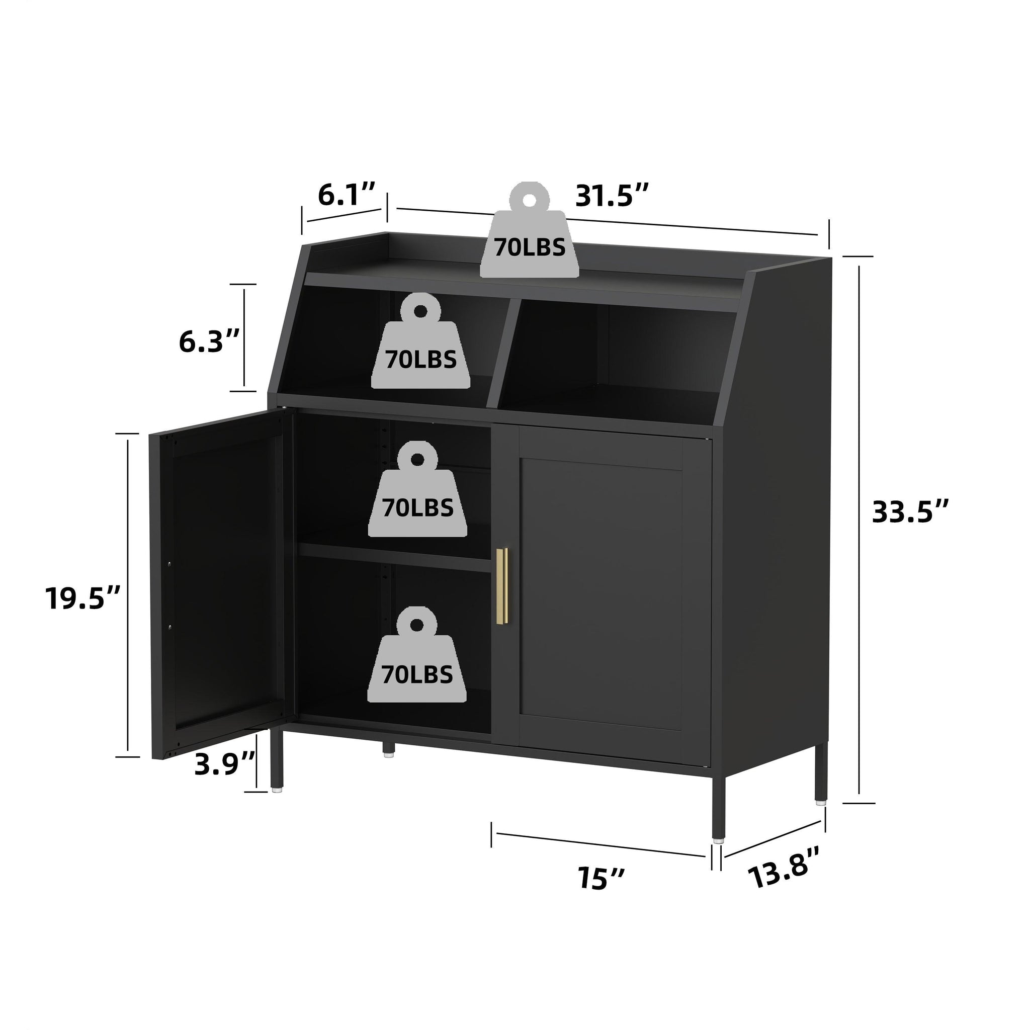 RaDEWAY Metal Buffet Sideboard Cabinet with Storage and Doors