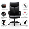 High Back Office Chair - Executive Bonded Leather Computer Desk Swivel Task Chair W/Rocking Function, Black