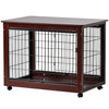 Pet Dog Crate Cage with Wooden Structure Iron Wire and Lockable Caters