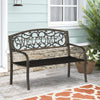 RaDEWAY Patio Outdoor Anti-Rust Iron Steel Garden Bench