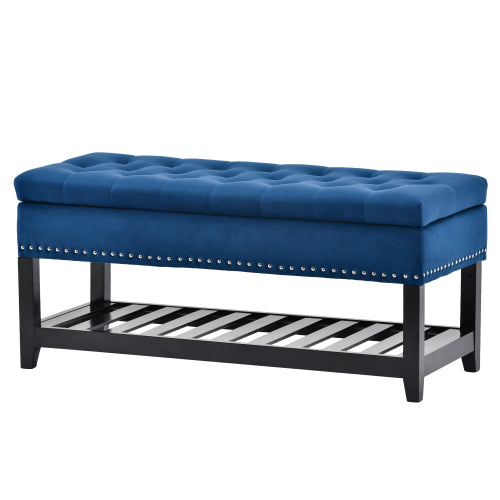 Storage Ottoman Bench, Entryway Bench with Rubber wood Legs