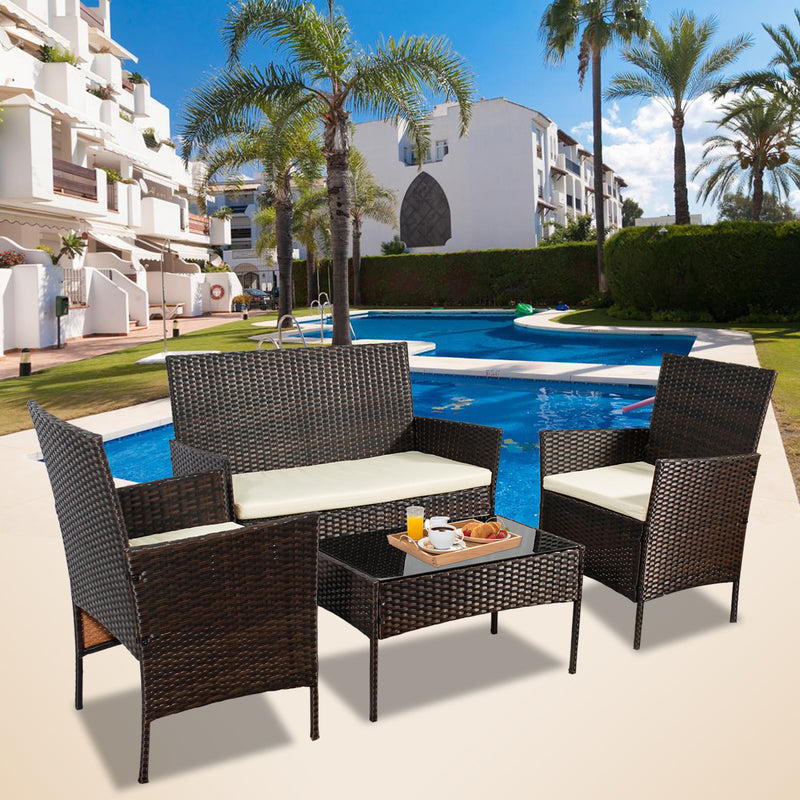 Patio Furniture Set 4 Pieces Outdoor Rattan Chair - Image 9