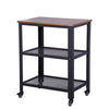 Industrial End Table, 3-Tier Side Table with Storage Shelf, wheel，Sturdy, Easy Assembly, Wood Look Accent Furniture, with Metal Frame, Rustic Brown