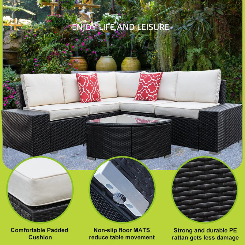 Radeway 6 Piece Rattan Patio Furniture Set - Image 4
