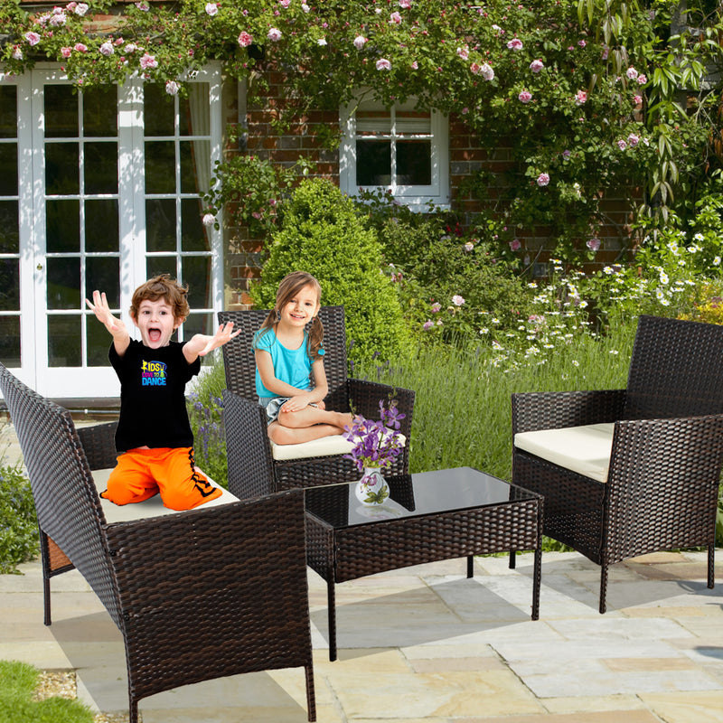 Patio Furniture Set 4 Pieces Outdoor Rattan Chair - Detail View