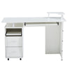 solid wood computer Desk,office table with PC droller, storage shelves and file cabinet , two drawers, CPU tray,a shelf used for planting