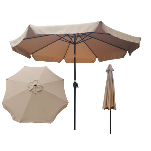 Outdoor Garden Table Round Umbrella with Crank and Push Button Tilt