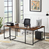 RaDEWAY U-shaped Computer Desk, Industrial Corner Writing Desk with CPU Stand, Gaming Table Workstation Desk for Home Office