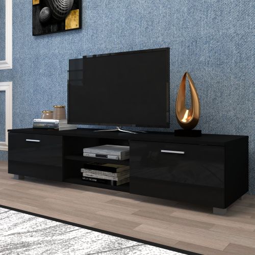 White TV Stand for 70 Inch TV Stands, Media Console Entertainment Center Television Table, 2 Storage Cabinet with Open Shelves for Living Room Bedroom