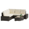 RaDEWAY 6 PC Outdoor Sets with Cotton Cushions and Glass Coffee Table