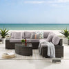 6 Piece Rattan Patio Furniture Set, Tempered Glass Coffee Table, Sectional Sofa Set
