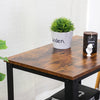 Industrial End Table, 3-Tier Side Table with Storage Shelf, wheel，Sturdy, Easy Assembly, Wood Look Accent Furniture, with Metal Frame, Rustic Brown