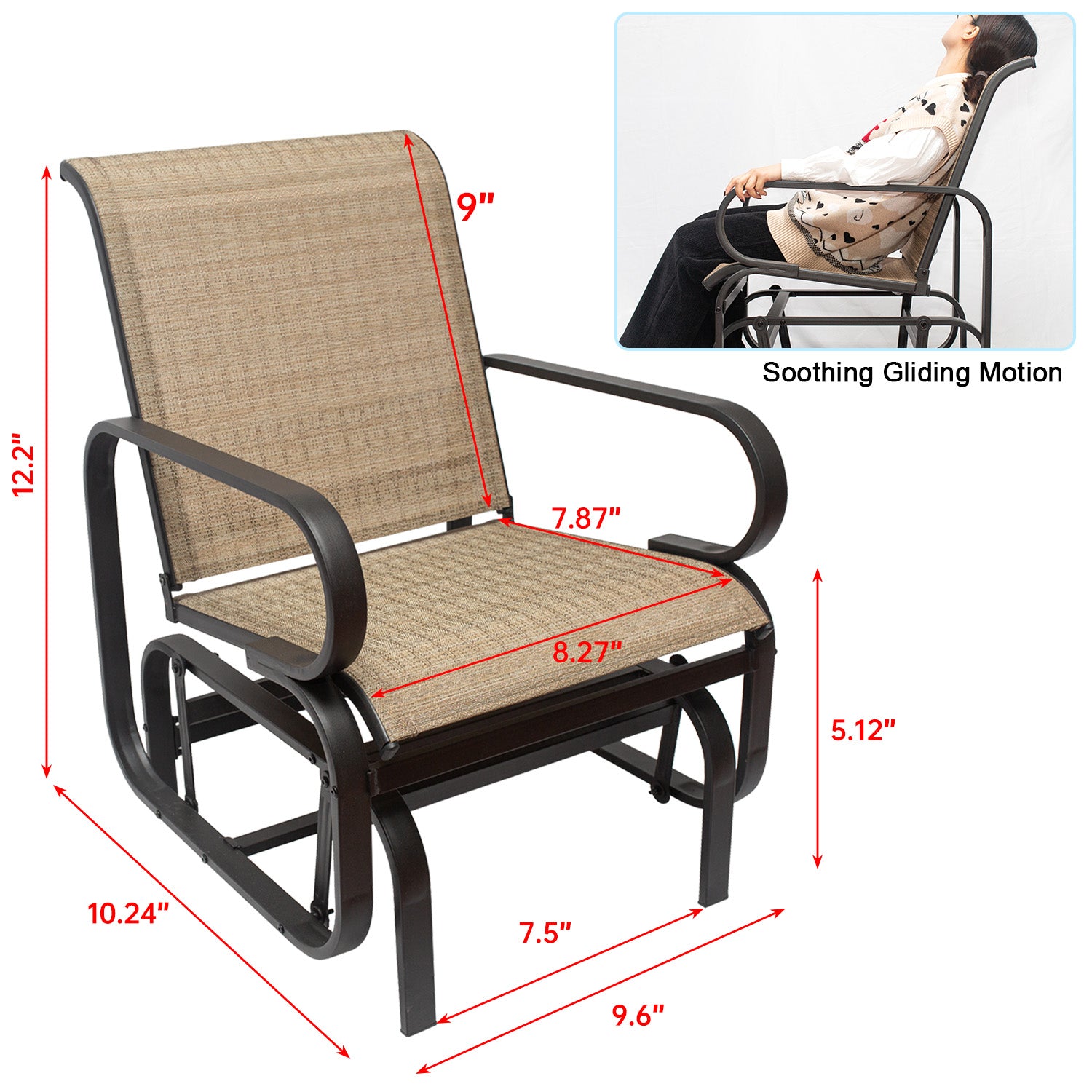 Swing Glider Chair Outdoor Furniture Fabric Glider Rocker Chair