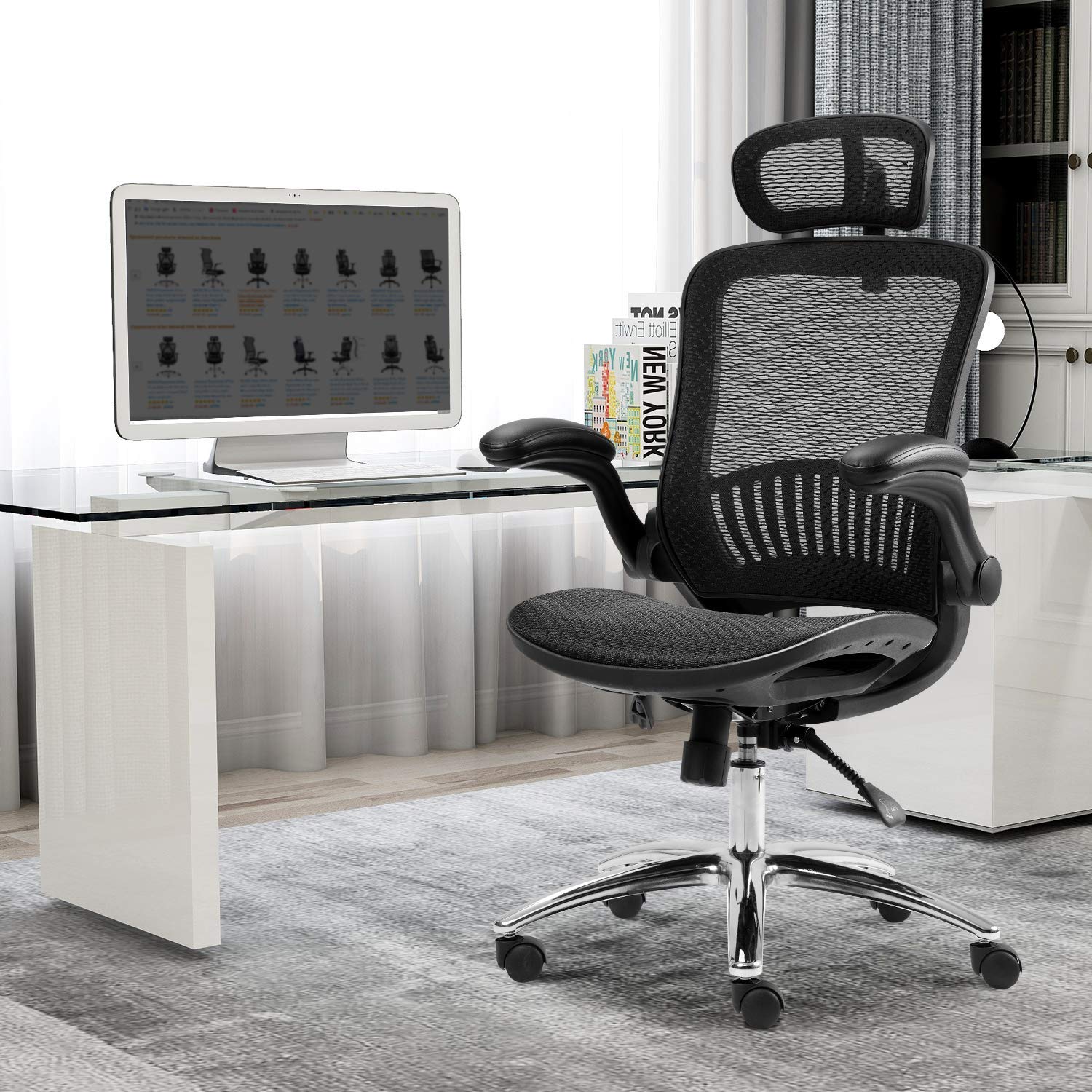 RaDEWAY Office Chair ——Ergonomic Mesh Chair Computer Chair Home Executive Desk Chair Comfortable Reclining Swivel Chair High Back with Wheels and Adjustable Headrest for Teens/Adults