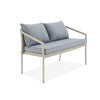 Windham All-Weather Wicker Two-Seat Outdoor Light Gray Bench with Dark Gray Cushions