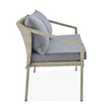 Windham All-Weather Wicker Two-Seat Outdoor Light Gray Bench with Dark Gray Cushions