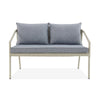 Windham All-Weather Wicker Two-Seat Outdoor Light Gray Bench with Dark Gray Cushions