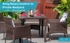 Wicker Outdoor Chairs and Glass Table for Balcony, PE Rattan Dining Table Set