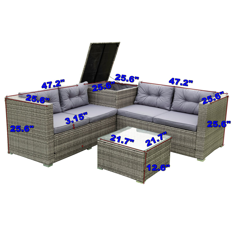 Radeway 4 Piece Patio Sectional Wicker Rattan Outdoor Furniture - Image 24