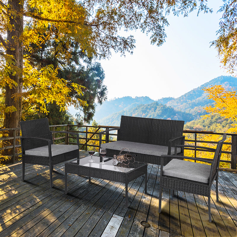 Patio Furniture Set 4 Pieces Outdoor Rattan Chair - Image 6