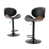 RaDEWAY Bentwood Adjustable Bar Stools , Upholstered Swivel Barstool, Mix color PU Leather Barstools (Set of 2)