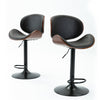 RaDEWAY Bentwood Adjustable Bar Stools , Upholstered Swivel Barstool, Mix color PU Leather Barstools (Set of 2)