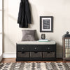 Homes Collection Wood Storage Bench with 3 Drawers and 3 Baskets