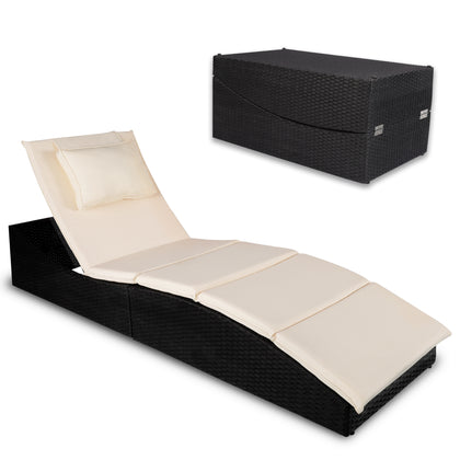 Adjustable Chaise Folding Wicker Pool Lounge Chair for Outside Pool