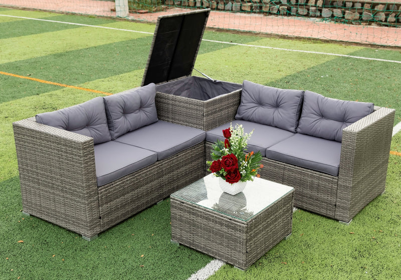 Radeway 4 Piece Patio Sectional Wicker Rattan Outdoor Furniture - Image 25
